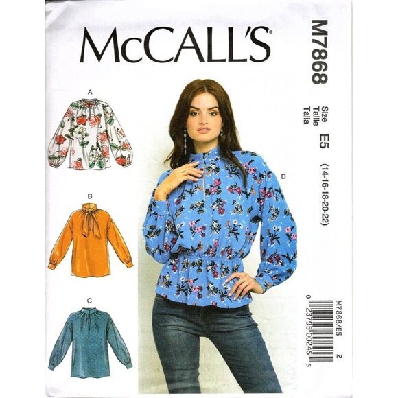 McCall's M7868 Misses 14 to 22 Easy Tops Sewing Pattern Uncut New - Picture 1 of 2